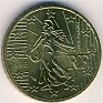 Euro - 50 Euro Cent - France - 1999 - Brass - KM# 1287 - Obv: The seed sower divides date and RF Rev: Denomination and map - 0